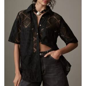 Farm Rio Lace Button-Up Shirt NWT Size S